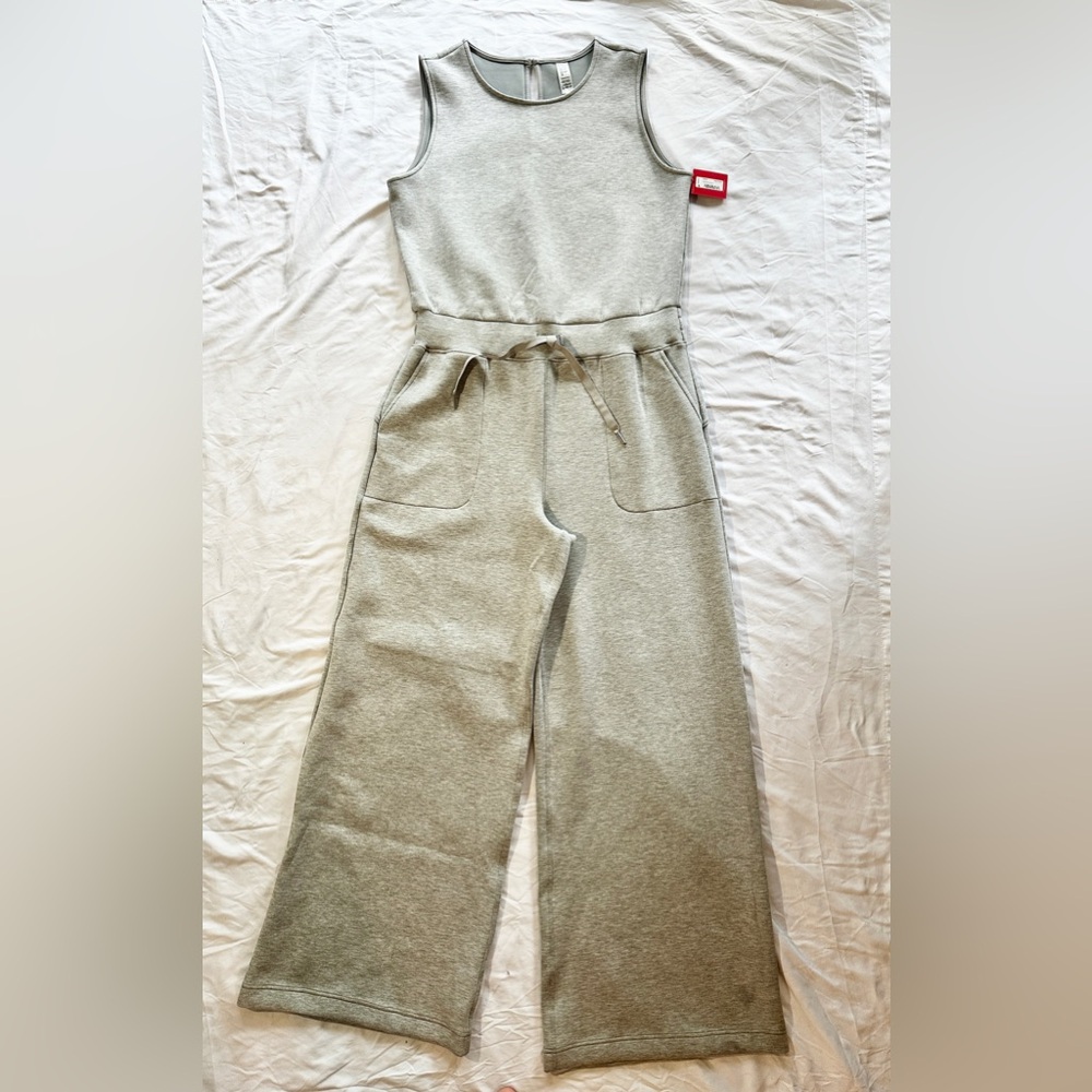 Spanx AirEssentials Light Grey Wide Leg Jumpsuit XL NWT - Picture 2 of 11